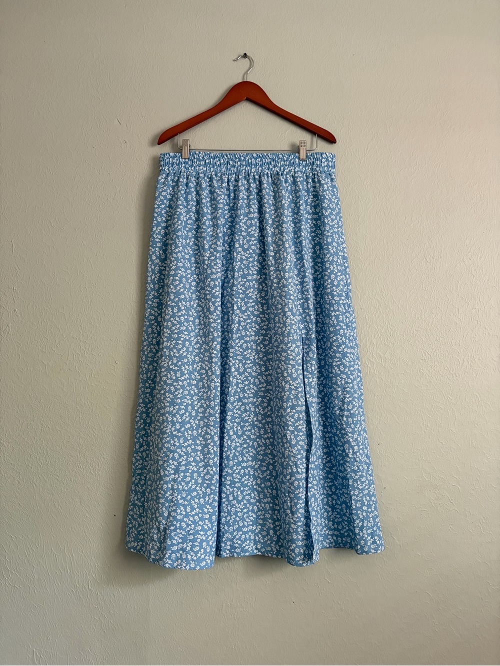 Light Blue Floral A-Line Skirt